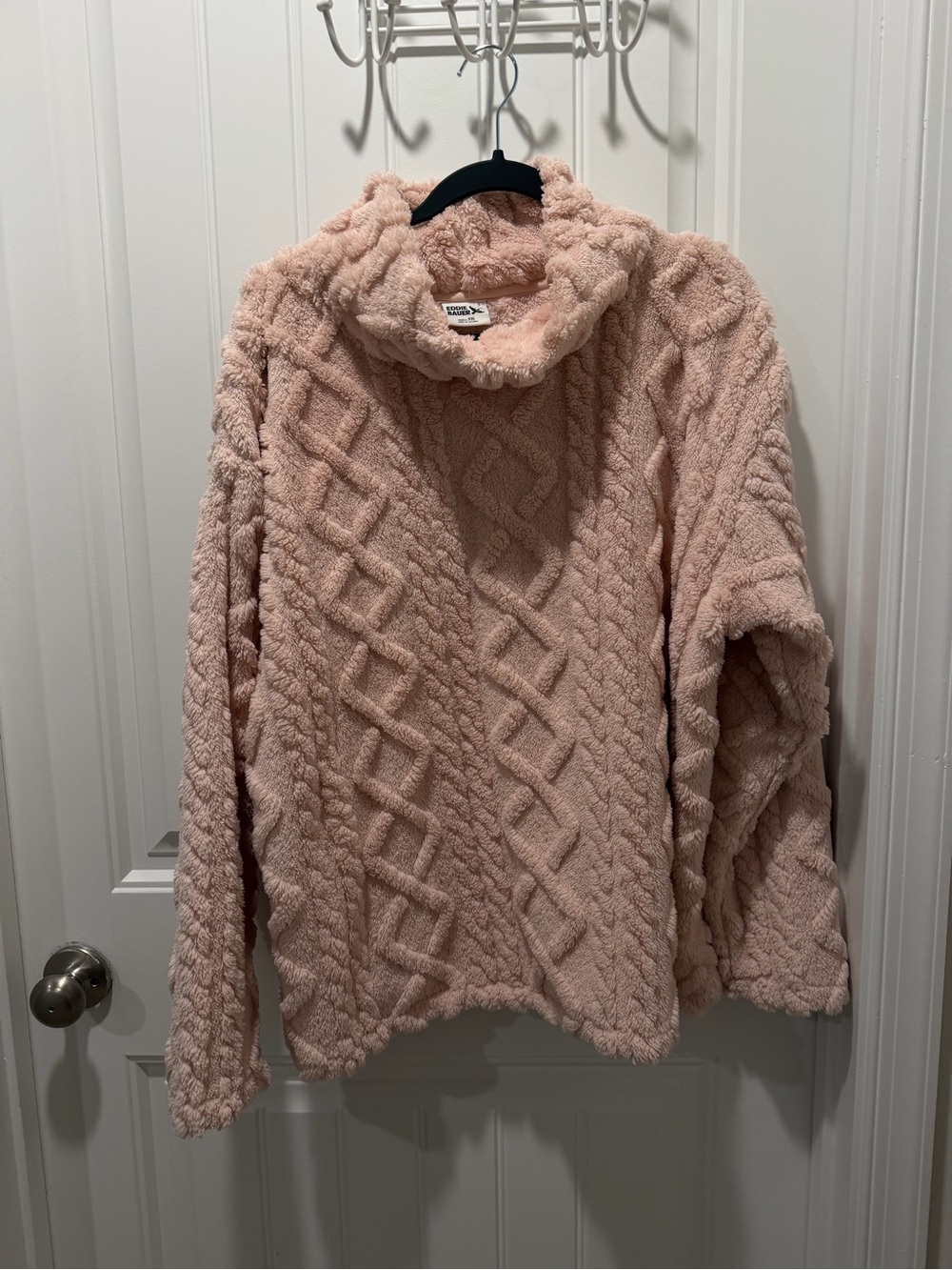 NWT Eddie Bauer Plush Cable Knit Turtleneck Sweater - Blush